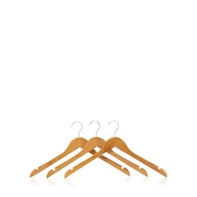 Pack of three wooden coat hangers